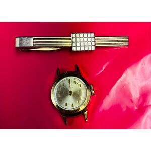 Vintage Gold-Tone Hickok Tie Clip and Vintage Timex Mechanical Wristwatch